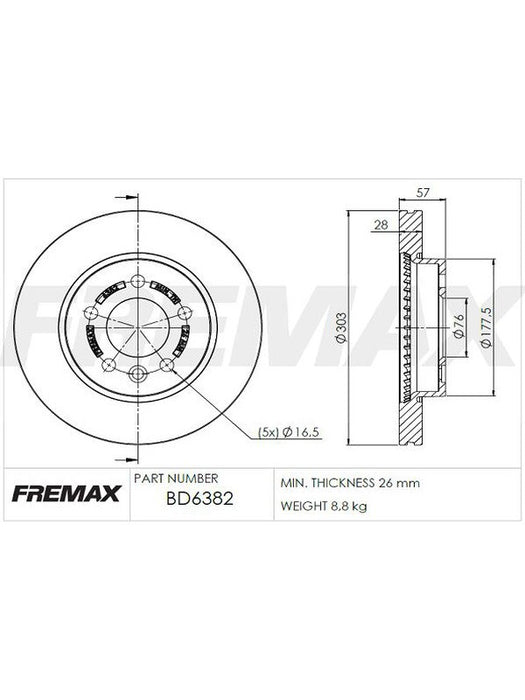 Fremax Brake Disc Front Pair VW Amarok 2010 - 2017 BD-6382 Fremax - Micks Gone Bush