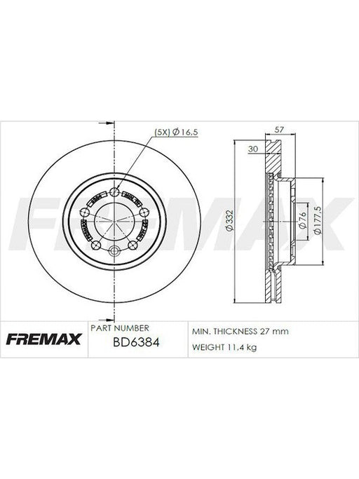 Fremax Brake Disc Front Each Volkswagen Amarok 4Motion BD-6384 Fremax - Micks Gone Bush