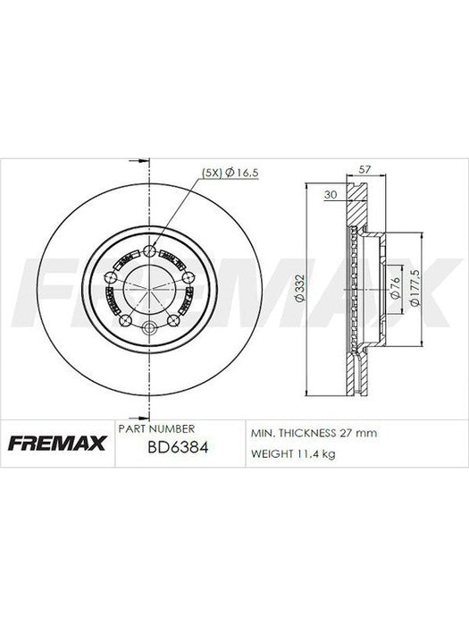 Fremax Brake Disc Front Each Volkswagen Amarok 4Motion BD-6384 Fremax - Micks Gone Bush