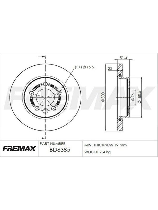Fremax Brake Disc Rear Pair Volkswagen Amarok 4Motion BD-6385 Fremax - Micks Gone Bush