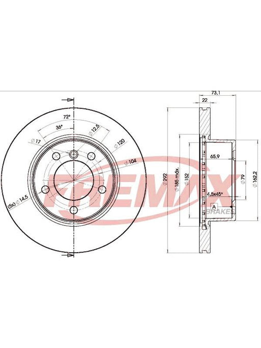 Fremax Brake Disc Front Each Bmw E87 120, E90 318 320 BD-6464 Fremax - Micks Gone Bush