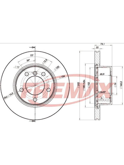 Fremax Brake Disc Front Each Bmw E87 120, E90 318 320 BD-6464 Fremax - Micks Gone Bush