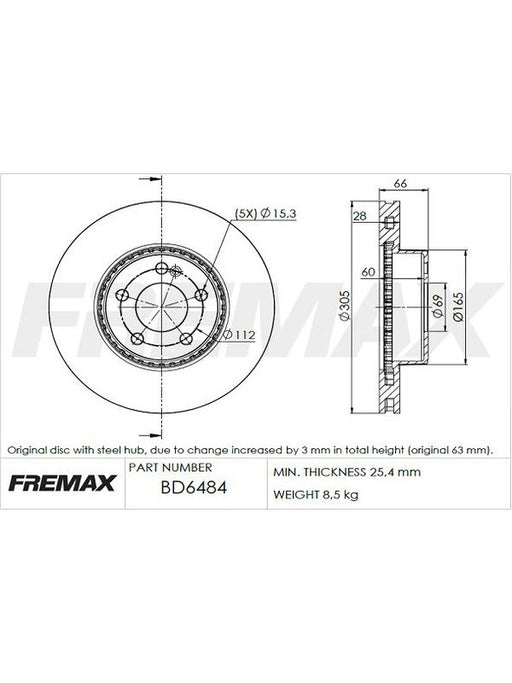 Fremax Brake Disc Front Pair Mercedes C200 W205 BD-6484 Fremax - Micks Gone Bush
