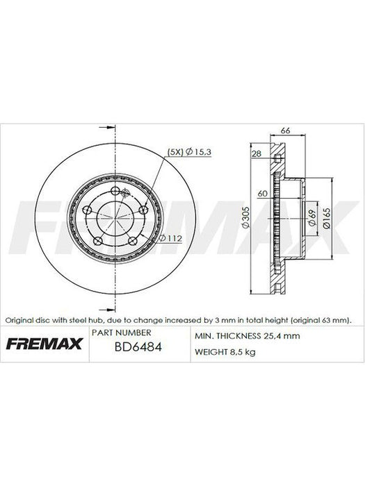 Fremax Brake Disc Front Pair Mercedes C200 W205 BD-6484 Fremax - Micks Gone Bush