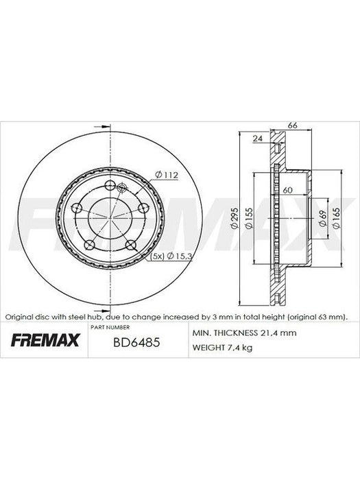 Fremax Brake Disc Front Pair Mercedes C200 W205 BD-6485 Discs Fremax - Micks Gone Bush