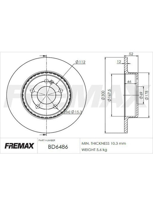Fremax Brake Disc Rear Pair BD-6486 Fremax - Micks Gone Bush