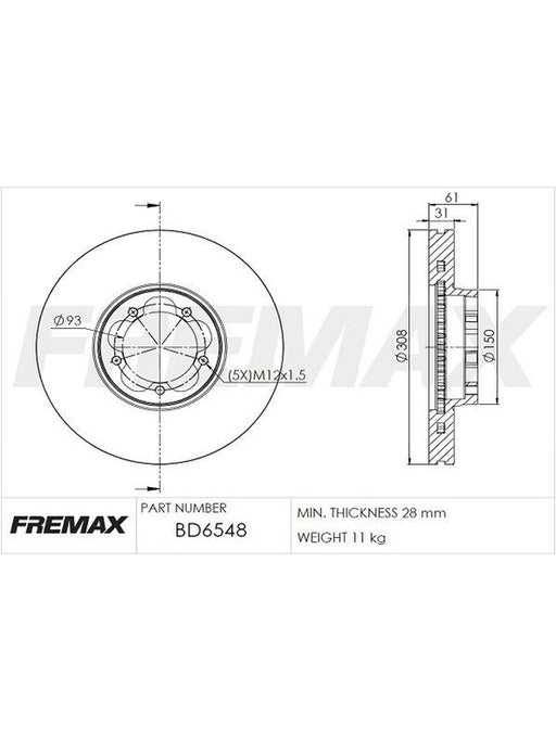 Fremax Brake Disc Front Each BD-6548 Fremax - Micks Gone Bush
