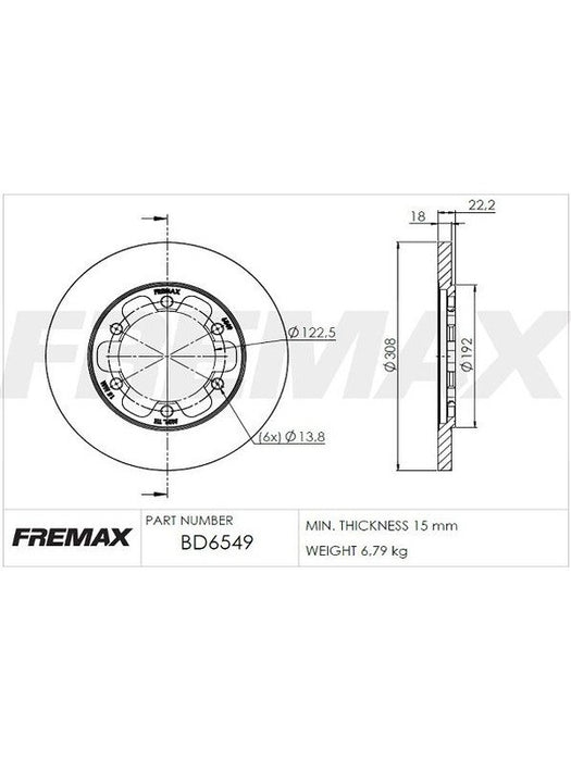 Fremax Brake Disc Rear Pair Ford Transit (Vo) 2.2L 2014-On BD-6549 Fremax - Micks Gone Bush