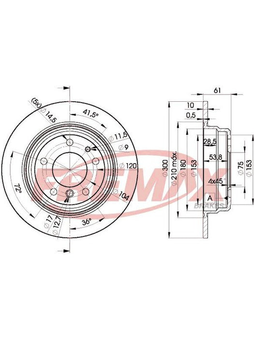 Fremax Brake Disc Rear Pair Bmw E34. 518 520 525 530 535 BD-6668 Fremax - Micks Gone Bush