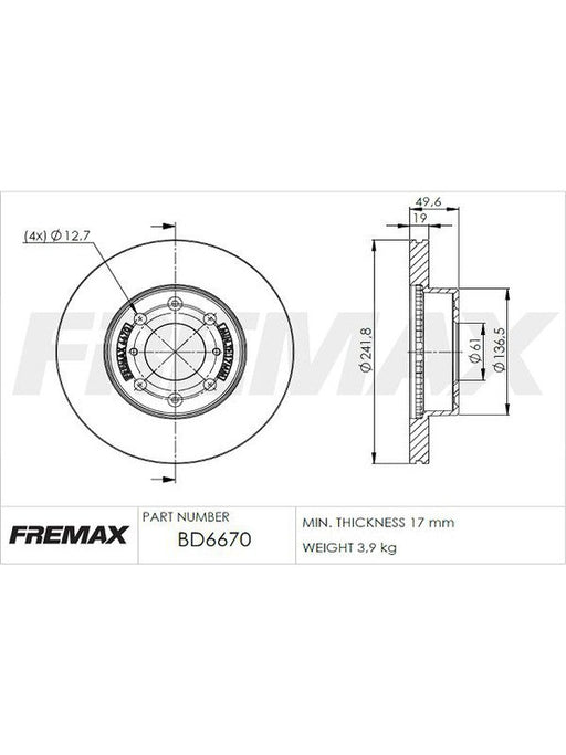 Fremax Brake Disc Front Pair BD-6670 Fremax - Micks Gone Bush