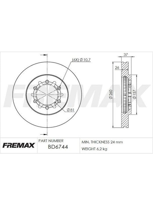 Fremax Brake Disc Front Pair BD-6744 Fremax - Micks Gone Bush