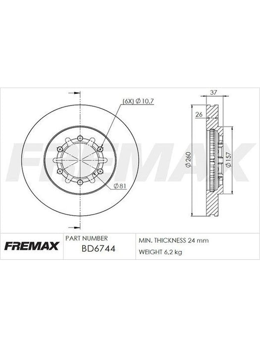 Fremax Brake Disc Front Pair BD-6744 Fremax - Micks Gone Bush