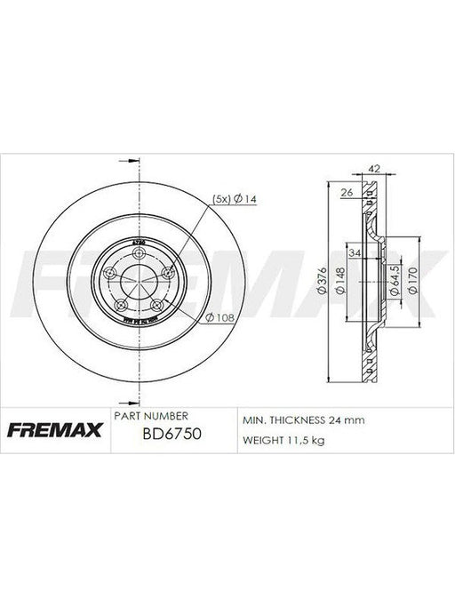 Fremax Brake Disc Rear Each BD-6750 Fremax - Micks Gone Bush