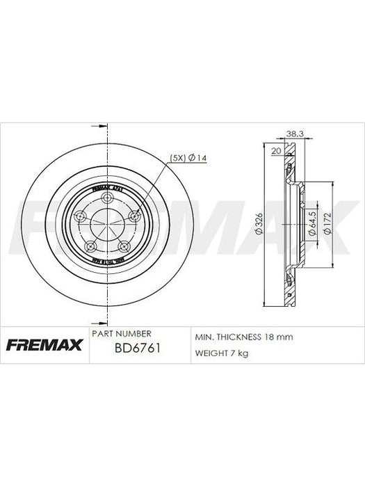 Fremax Brake Disc Rear Pair BD-6761 Fremax - Micks Gone Bush