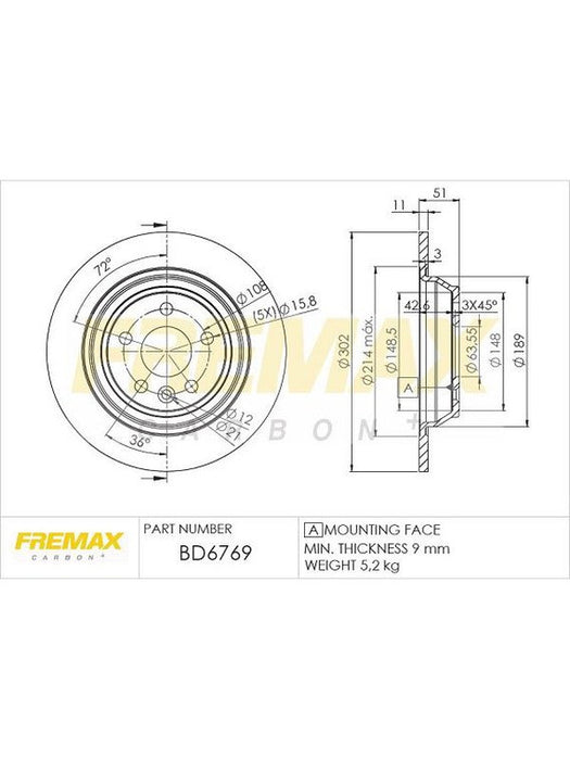 Fremax Brake Disc Rear Pair BD-6769 Fremax - Micks Gone Bush