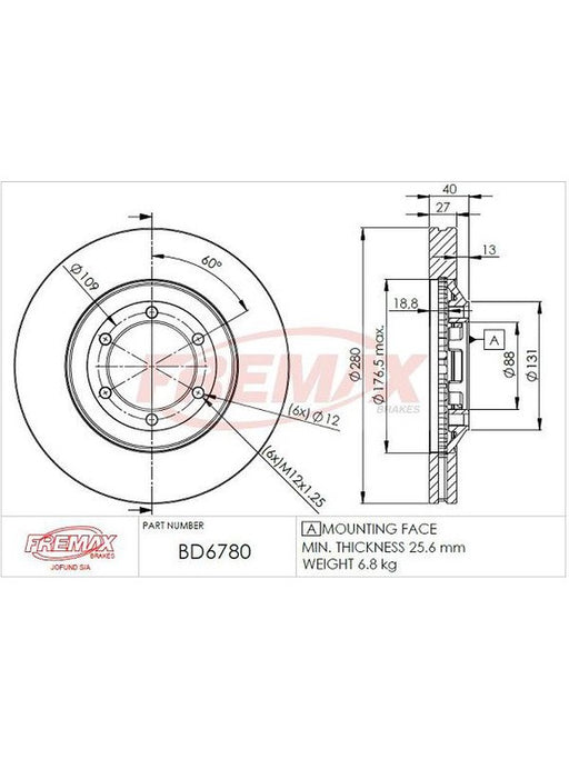 Fremax Brake Disc Front Pair BD-6780 Fremax - Micks Gone Bush
