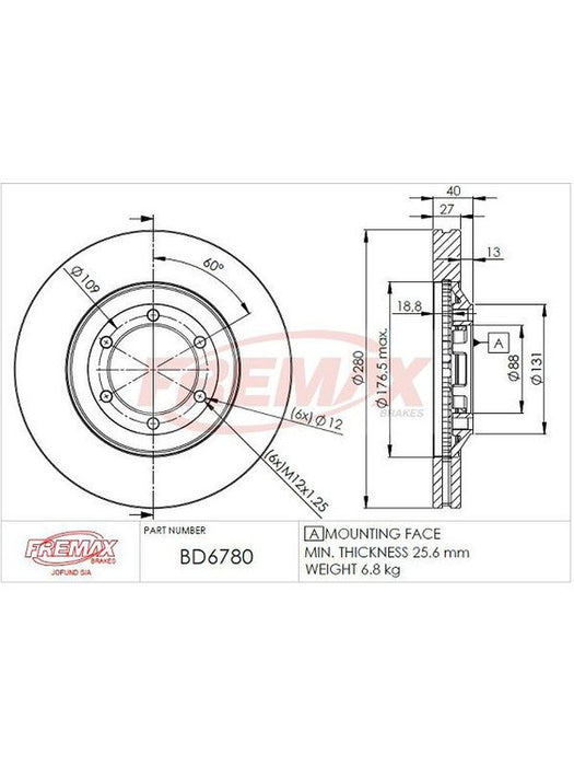 Fremax Brake Disc Front Pair BD-6780 Fremax - Micks Gone Bush