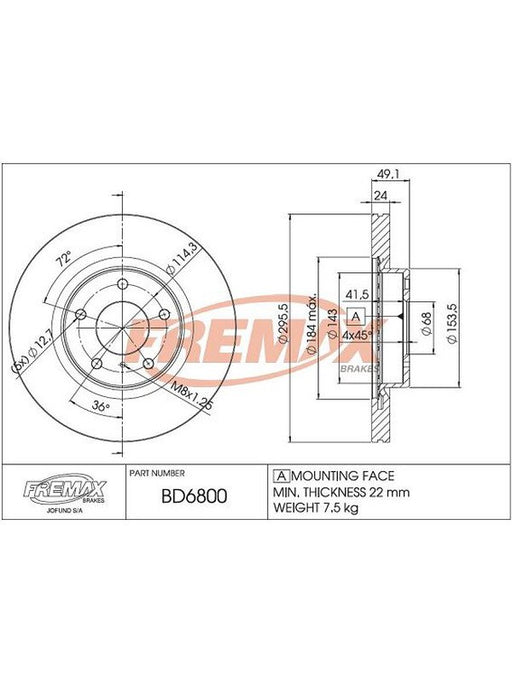 Fremax Brake Disc Front Pair BD-6800 Fremax - Micks Gone Bush