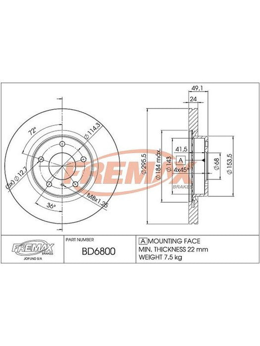 Fremax Brake Disc Front Pair BD-6800 Fremax - Micks Gone Bush