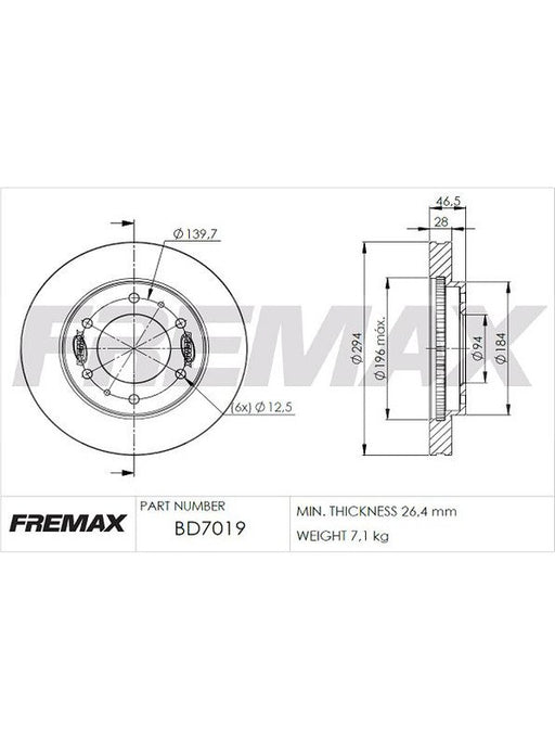 Fremax Brake Disc Front Pair BD-7019 Fremax - Micks Gone Bush