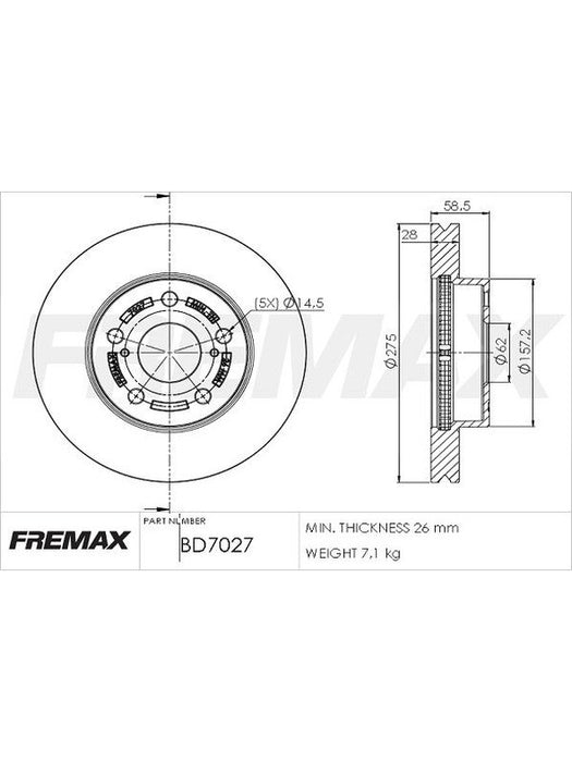 Fremax Brake Disc Front Pair BD-7027 Fremax - Micks Gone Bush