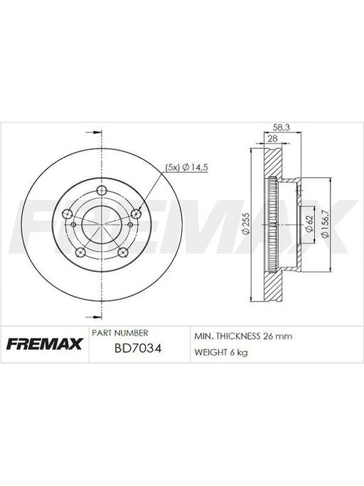 Fremax Brake Disc Front Pair BD-7034 Fremax - Micks Gone Bush