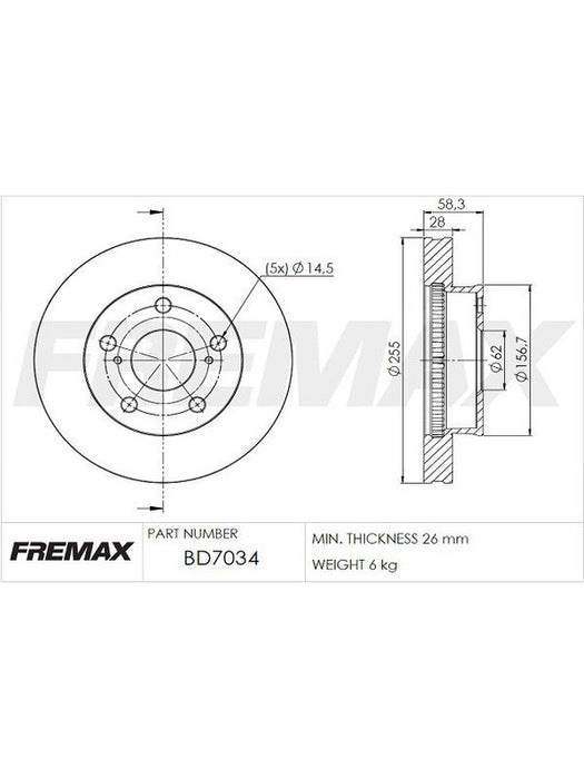 Fremax Brake Disc Front Pair BD-7034 Fremax - Micks Gone Bush