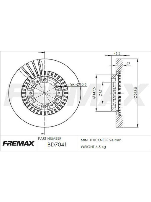 Fremax Brake Disc Front Pair BD-7041 Fremax - Micks Gone Bush