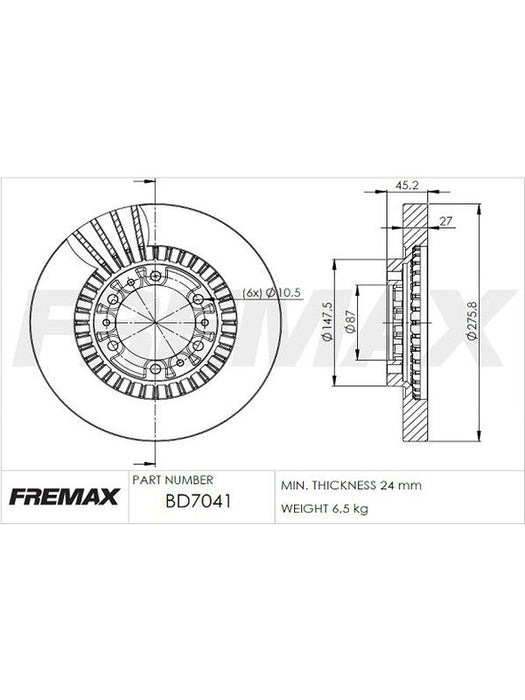 Fremax Brake Disc Front Pair BD-7041 Fremax - Micks Gone Bush