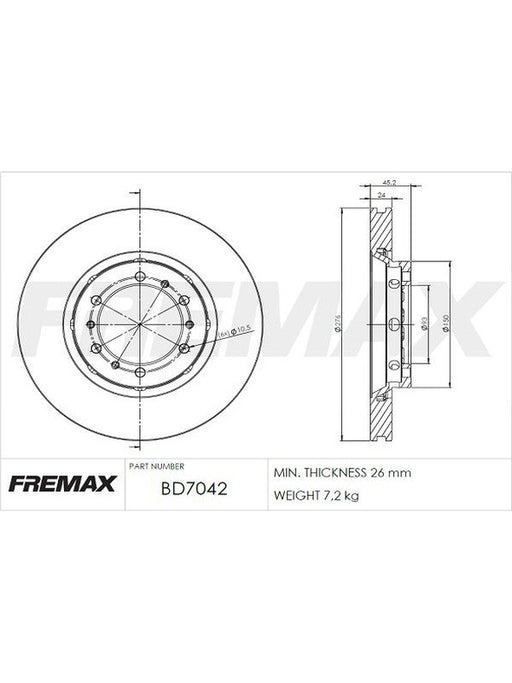 Fremax Brake Disc Front Pair BD-7042 Fremax - Micks Gone Bush