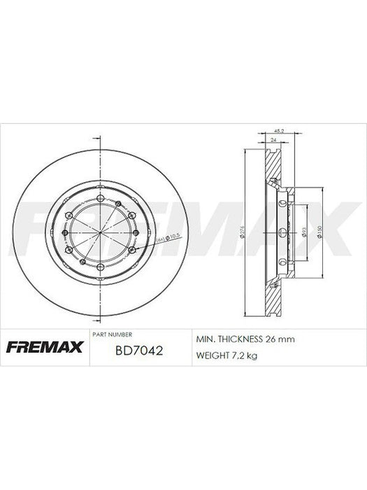 Fremax Brake Disc Front Pair BD-7042 Fremax - Micks Gone Bush