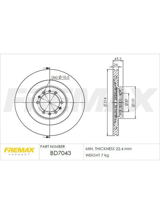 Fremax Brake Disc Front Pair BD-7043 Fremax - Micks Gone Bush