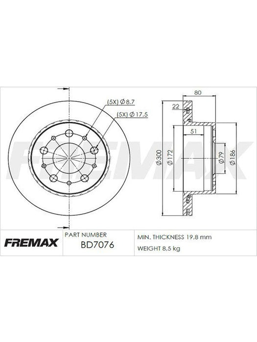 Fremax Brake Disc Rear Each BD-7076 Fremax - Micks Gone Bush