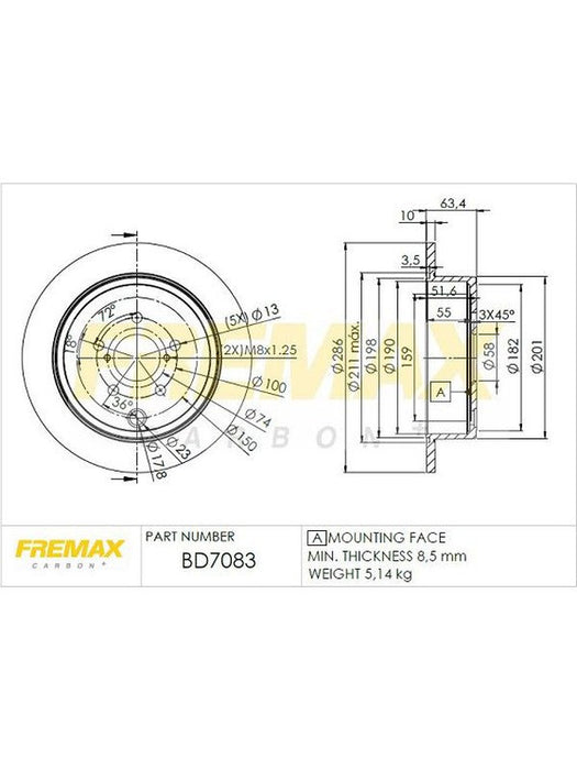 Fremax Brake Disc Rear Pair BD-7083 Fremax - Micks Gone Bush