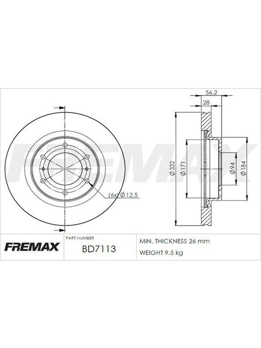 Fremax Brake Disc Front Pair BD-7113 Fremax - Micks Gone Bush