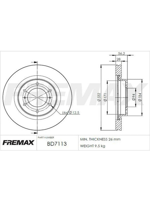 Fremax Brake Disc Front Pair BD-7113 Fremax - Micks Gone Bush