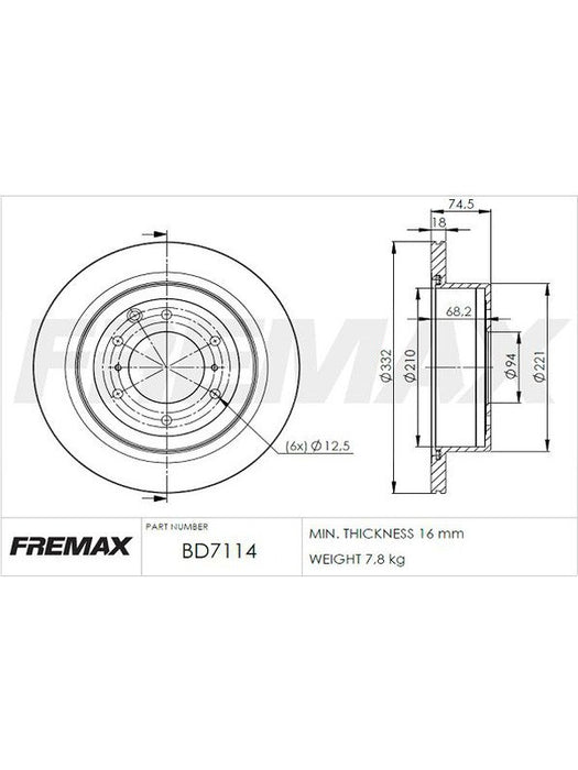 Fremax Brake Disc Rear Pair BD-7114 Fremax - Micks Gone Bush