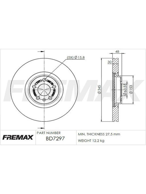 Fremax Brake Disc Front Each BD-7297 Fremax - Micks Gone Bush