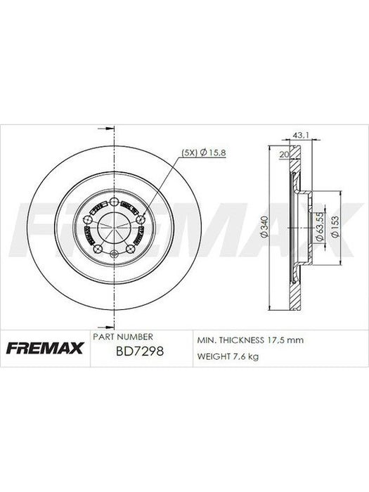 Fremax Brake Disc Rear Pair BD-7298 Fremax - Micks Gone Bush