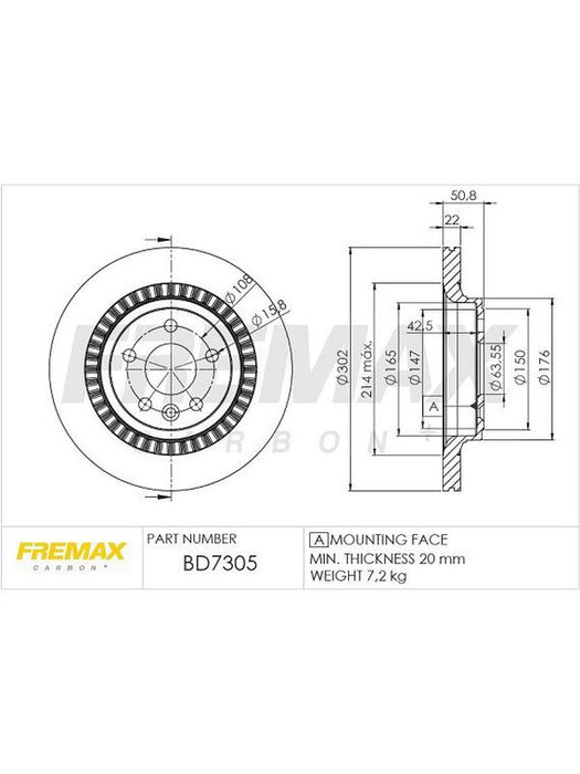 Fremax Brake Disc Rear Pair Volvo Xc60 2012-On BD-7305 Fremax - Micks Gone Bush