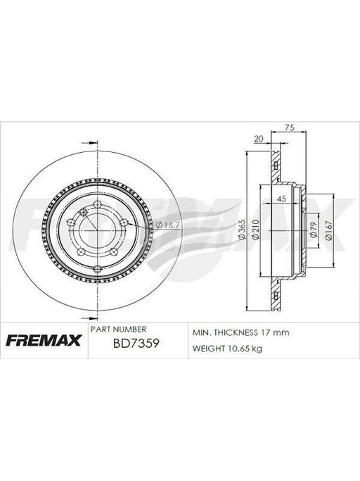 Fremax Carbon Plus Rear 365mm Each BD-7359 Fremax - Micks Gone Bush
