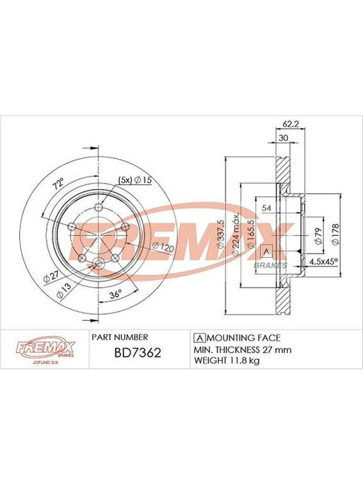 Fremax Brake Disc Front Each BD-7362 Fremax - Micks Gone Bush