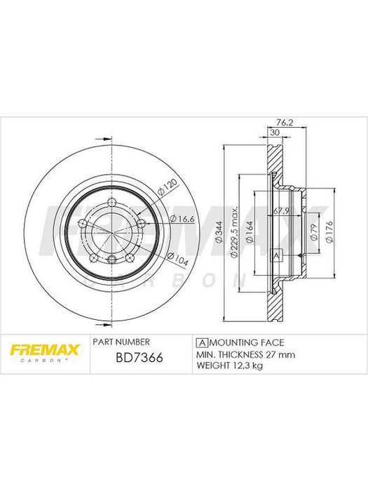 Fremax Brake Disc Front Each BD-7366 Fremax - Micks Gone Bush