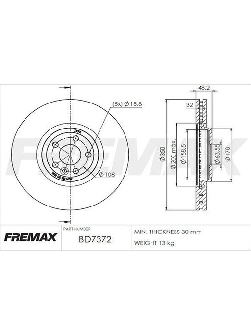 Fremax Brake Disc Front Each BD-7372 Fremax - Micks Gone Bush