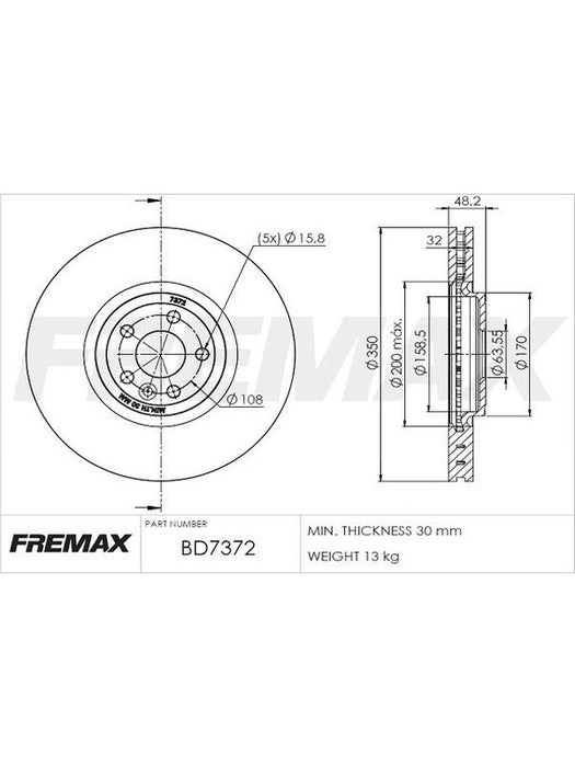 Fremax Brake Disc Front Each BD-7372 Fremax - Micks Gone Bush