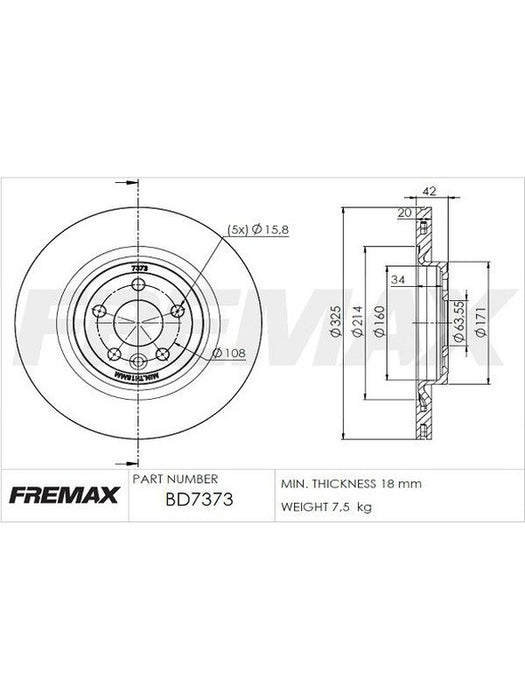 Fremax Brake Disc Rear Pair BD-7373 Fremax - Micks Gone Bush