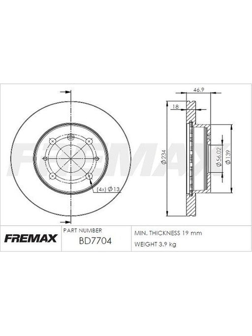 Fremax Brake Disc Front Pair BD-7704 Fremax - Micks Gone Bush