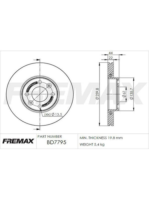 Fremax Brake Disc Front Pair BD-7795 Fremax - Micks Gone Bush
