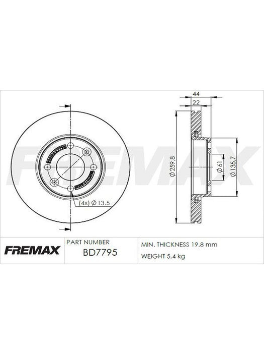 Fremax Brake Disc Front Pair BD-7795 Fremax - Micks Gone Bush