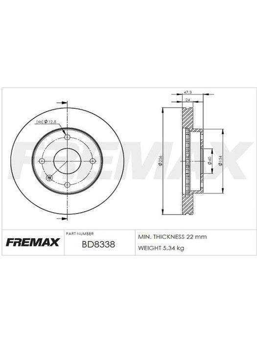 Fremax Brake Disc Front Pair BD-8338 Fremax - Micks Gone Bush